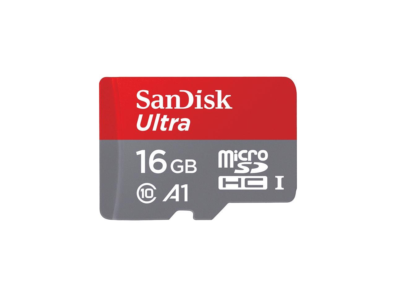 SanDisk 16GB Ultra microSDHC A1 UHS-I/U1 Class 10 Memory Card with Adapter, Speed Up to 98MB/s (SDSQUAR-016G-GN6MA)