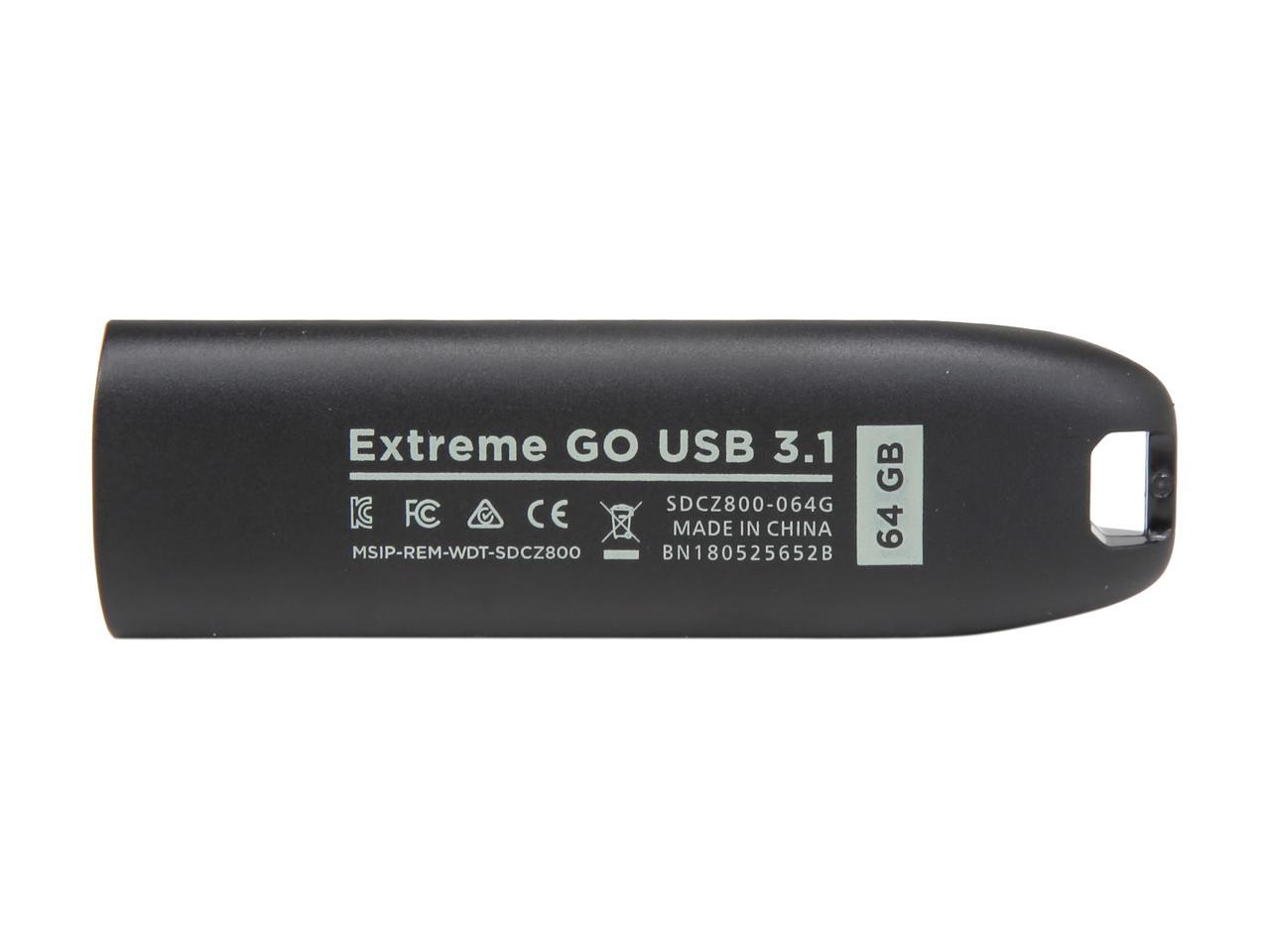 SanDisk 64GB Extreme Go USB 3.1 Flash Drive, Speed Up to 200MB/s (SDCZ800-064G-G46)
