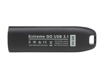 SanDisk 64GB Extreme Go USB 3.1 Flash Drive, Speed Up to 200MB/s (SDCZ800-064G-G46)