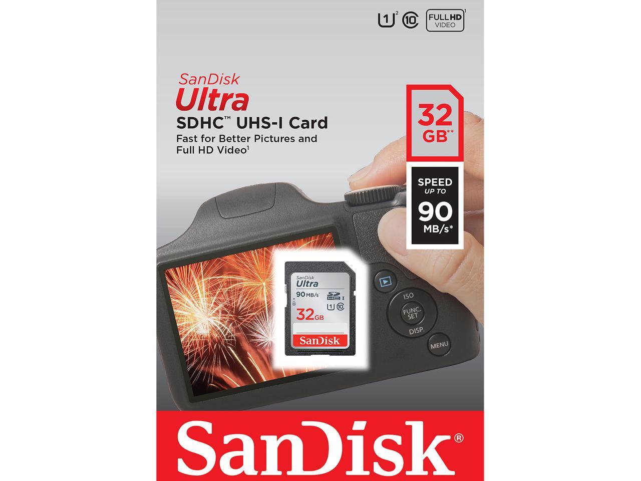 SanDisk 32GB Ultra SDHC UHS-I / Class 10 Memory Card, Speed Up to 90MB/s (SDSDUNR-032G-GN6IN)