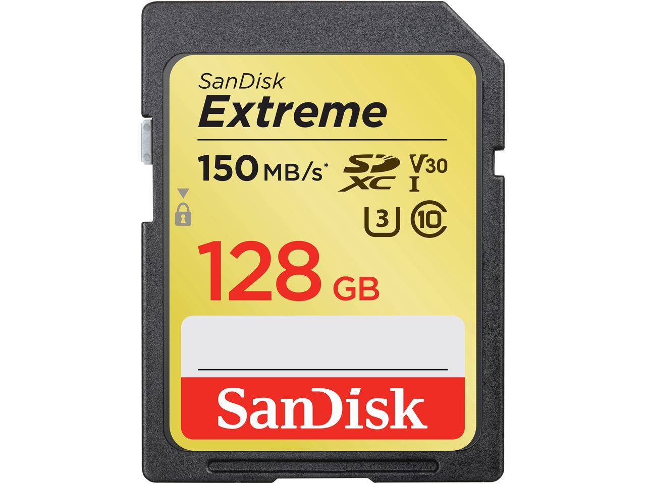 SanDisk 128GB Extreme SDXC UHS-I/U3 Class 10 V 30 Memory Card, Speed Up to 150MB/s (SDSDXV5-128G-GNCIN)