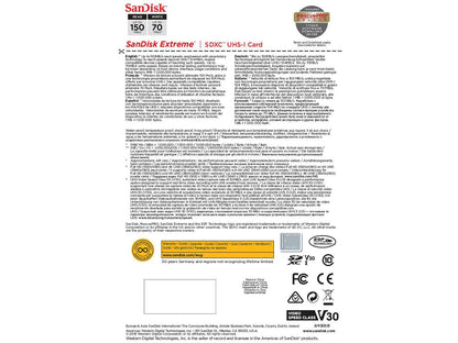 SanDisk 256GB Extreme SDXC UHS-I/U3 Class 10 V30 Memory Card, Speed Up to 150MB/s (SDSDXV5-256G-GNCIN)