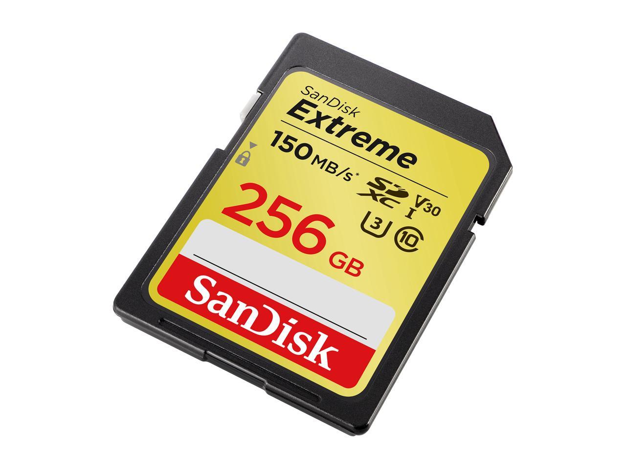 SanDisk 256GB Extreme SDXC UHS-I/U3 Class 10 V30 Memory Card, Speed Up to 150MB/s (SDSDXV5-256G-GNCIN)