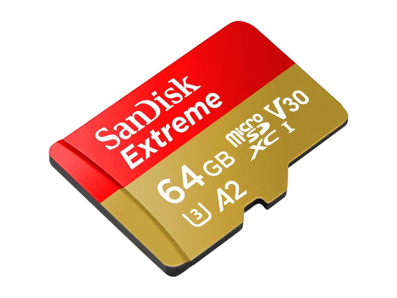 SanDisk 64GB Extreme microSDXC UHS-I/U3 A2 Memory Card with Adapter, Speed Up to 160MB/s (SDSQXA2-064G-GN6MA)