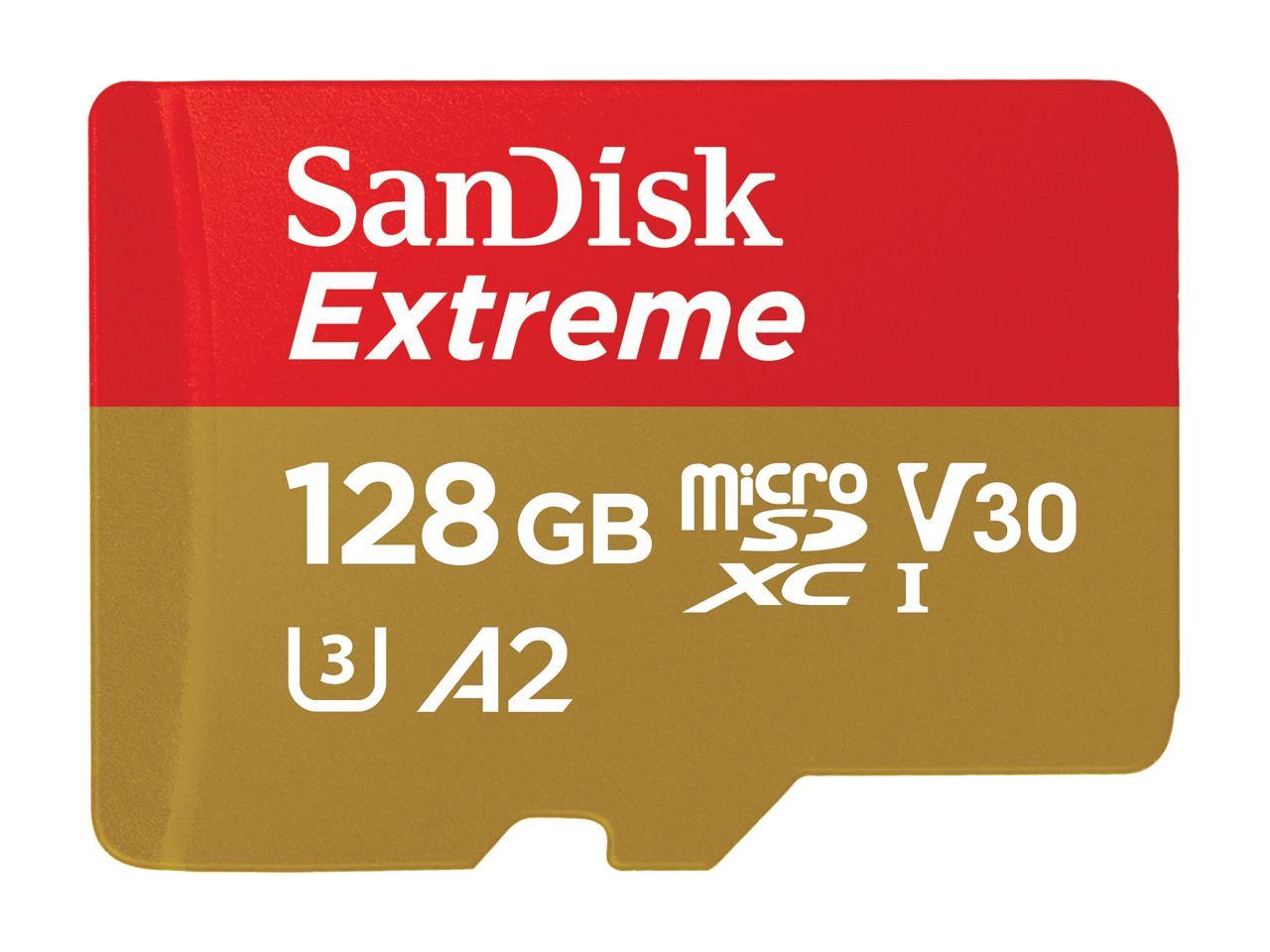 SanDisk 128GB Extreme microSDXC UHS-I/U3 A2 Memory Card with Adapter, Speed Up to 160MB/s (SDSQXA1-128G-GN6MA)