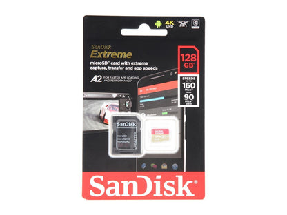 SanDisk 128GB Extreme microSDXC UHS-I/U3 A2 Memory Card with Adapter, Speed Up to 160MB/s (SDSQXA1-128G-GN6MA)
