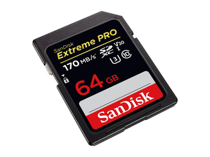 SanDisk 64GB Extreme Pro SDXC UHS-I/U3 V30 Class 10 Memory Card, Speed Up to 170MB/s (SDSDXXY-064G-GN4IN)