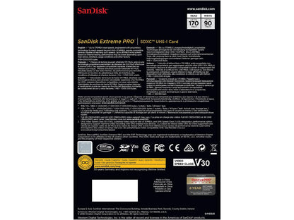 SanDisk Extreme Pro 512GB SDXC UHS-I/U3 V30 Memory Card, Speed Up to 170MB/s (SDSDXXY-512G-GN4IN)