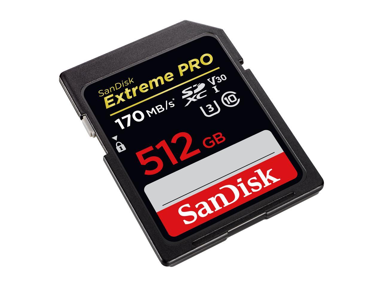 SanDisk Extreme Pro 512GB SDXC UHS-I/U3 V30 Memory Card, Speed Up to 170MB/s (SDSDXXY-512G-GN4IN)