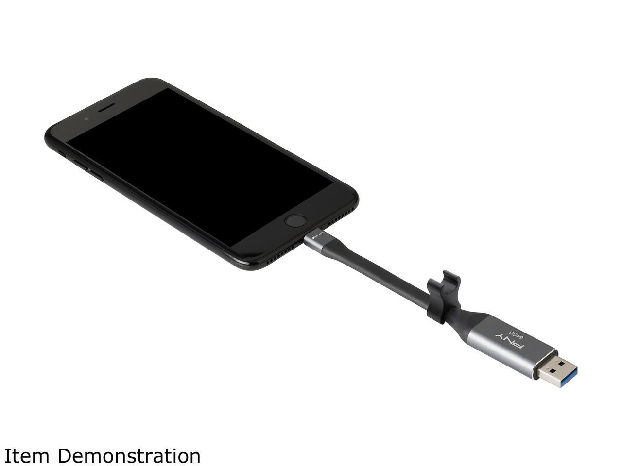 PNY 64GB DUO LINK USB 3.0 OTG Flash Drive for IPhone and I Pad (P-FDI64GLA02GC-RB)