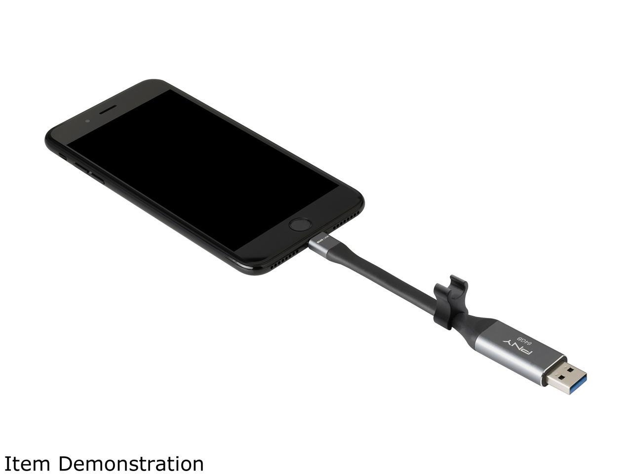 PNY 128GB DUO LINK USB 3.0 OTG Flash Drive for IPhone and I Pad (P-FDI128LA02GC-RB)