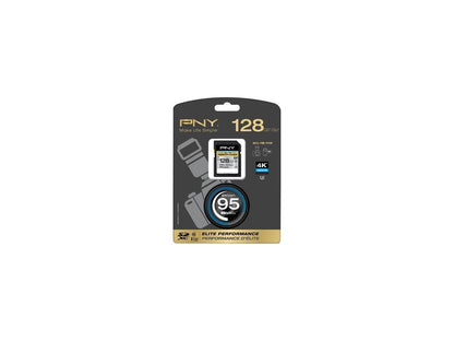 PNY 128GB Elite Performance SDXC UHS-I/U3 Class 10 Memory Card, Speed Up to 95MB/s (P-SDX128U395-GE)