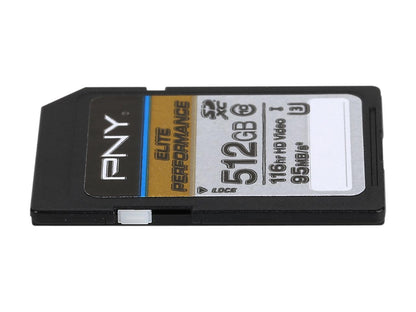 PNY 512GB Elite Performance SDXC UHS-I/U3 Class 10 Memory Card, Speed Up to 95MB/s (P-SDX512U3H-GE)