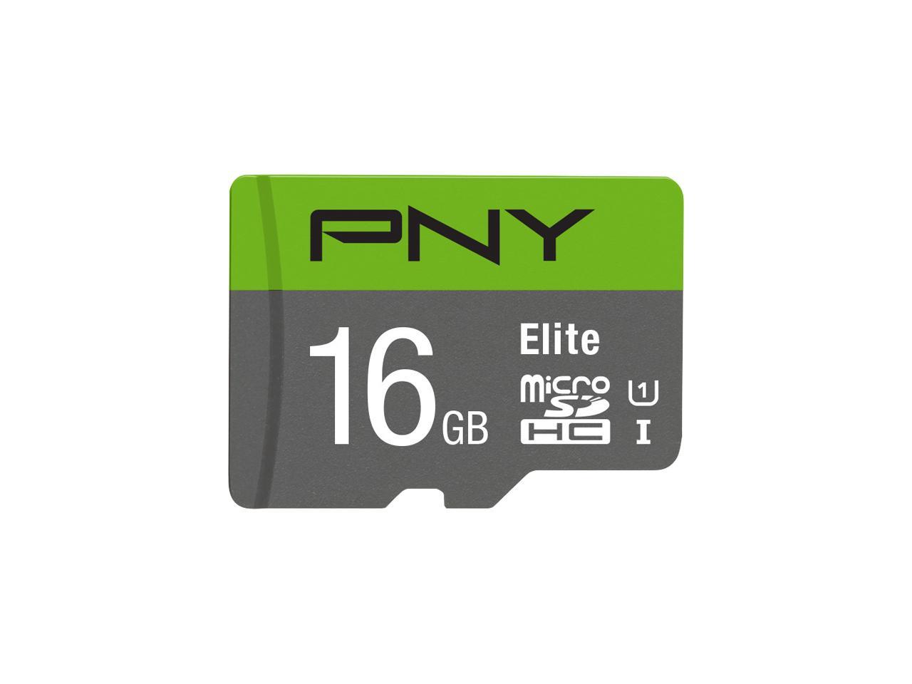 PNY 16GB Elite microSDHC UHS-I/U1 Class 10 Memory Card with Adapter, Speed Up to 85MB/s (P-SDU16U185EL-GE)