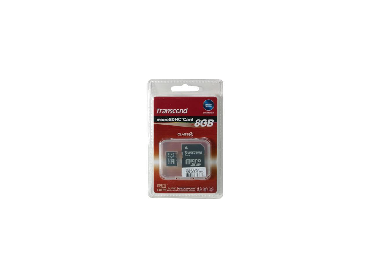 Transcend 8GB microSDHC Flash Card Model TS8GUSDHC4