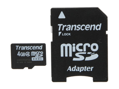 Transcend 4GB microSDHC Flash Card with Adapter Model TS4GUSDHC4