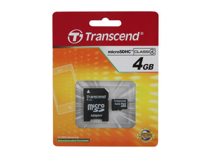 Transcend 4GB microSDHC Flash Card with Adapter Model TS4GUSDHC4