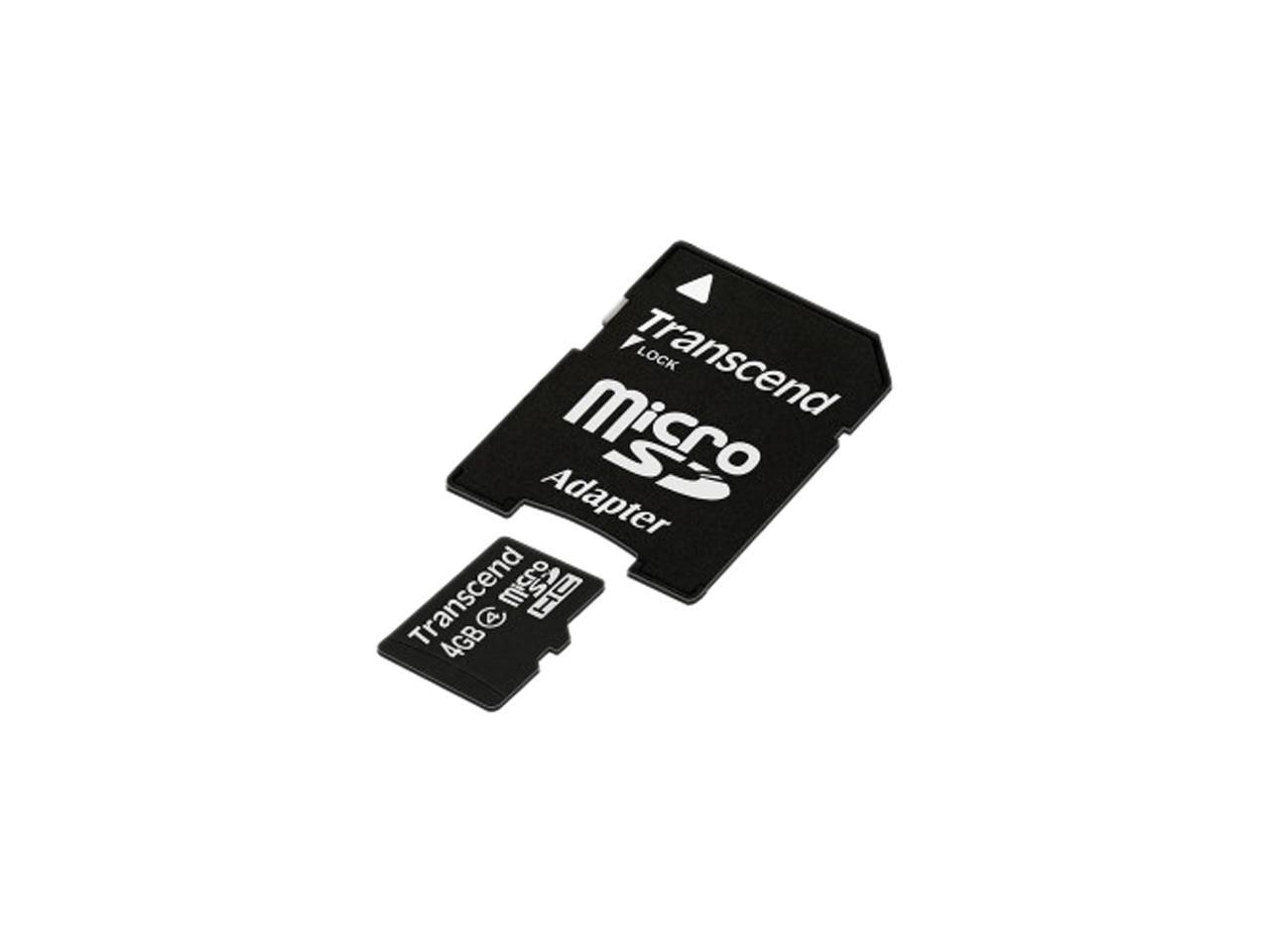 Transcend 4GB microSDHC Flash Card with Adapter Model TS4GUSDHC4