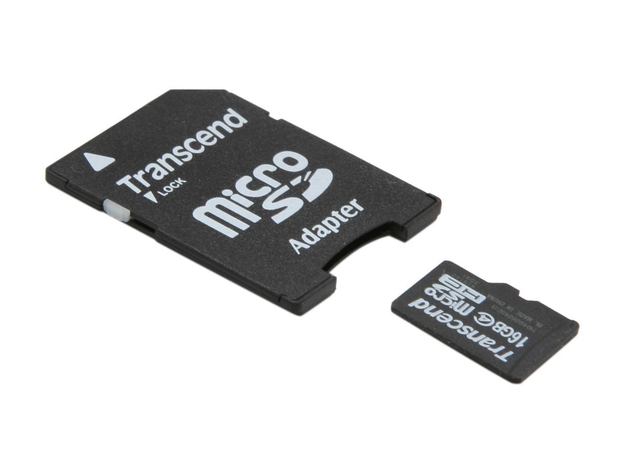Transcend 16GB microSDHC Flash Card with Adapter Model TS16GUSDHC4