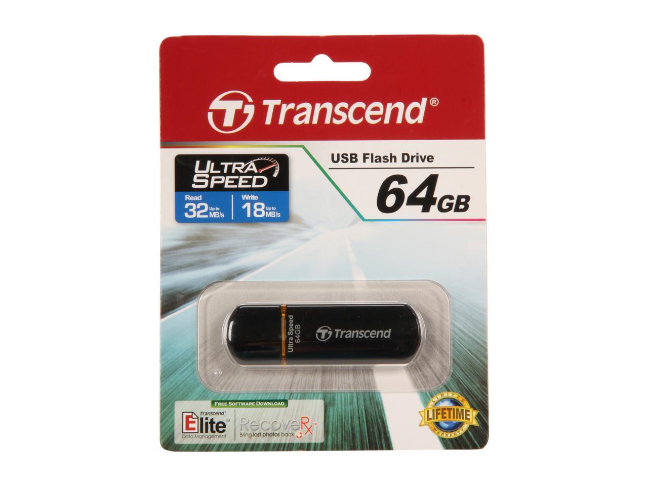 Transcend JetFlash 600 64GB USB 2.0 Flash Drive Model TS64GJF600