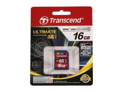 Transcend 16GB Secure Digital High-Capacity (SDHC) UHS-I Flash Memory Card Model TS16GSDHC10U1