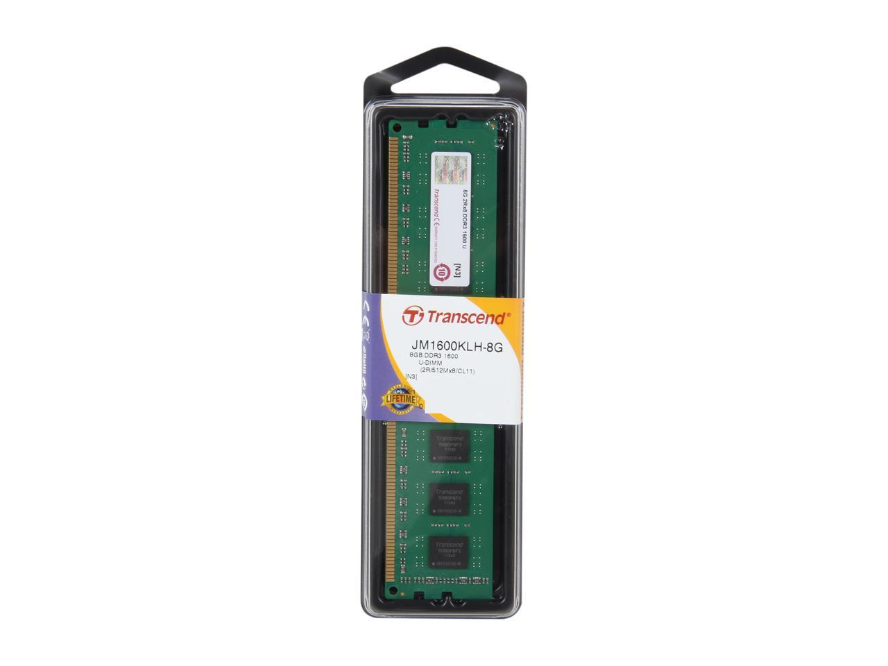 Transcend JetRam 8GB 240-Pin DDR3 SDRAM DDR3 1600 Desktop Memory Model JM1600KLH-8G