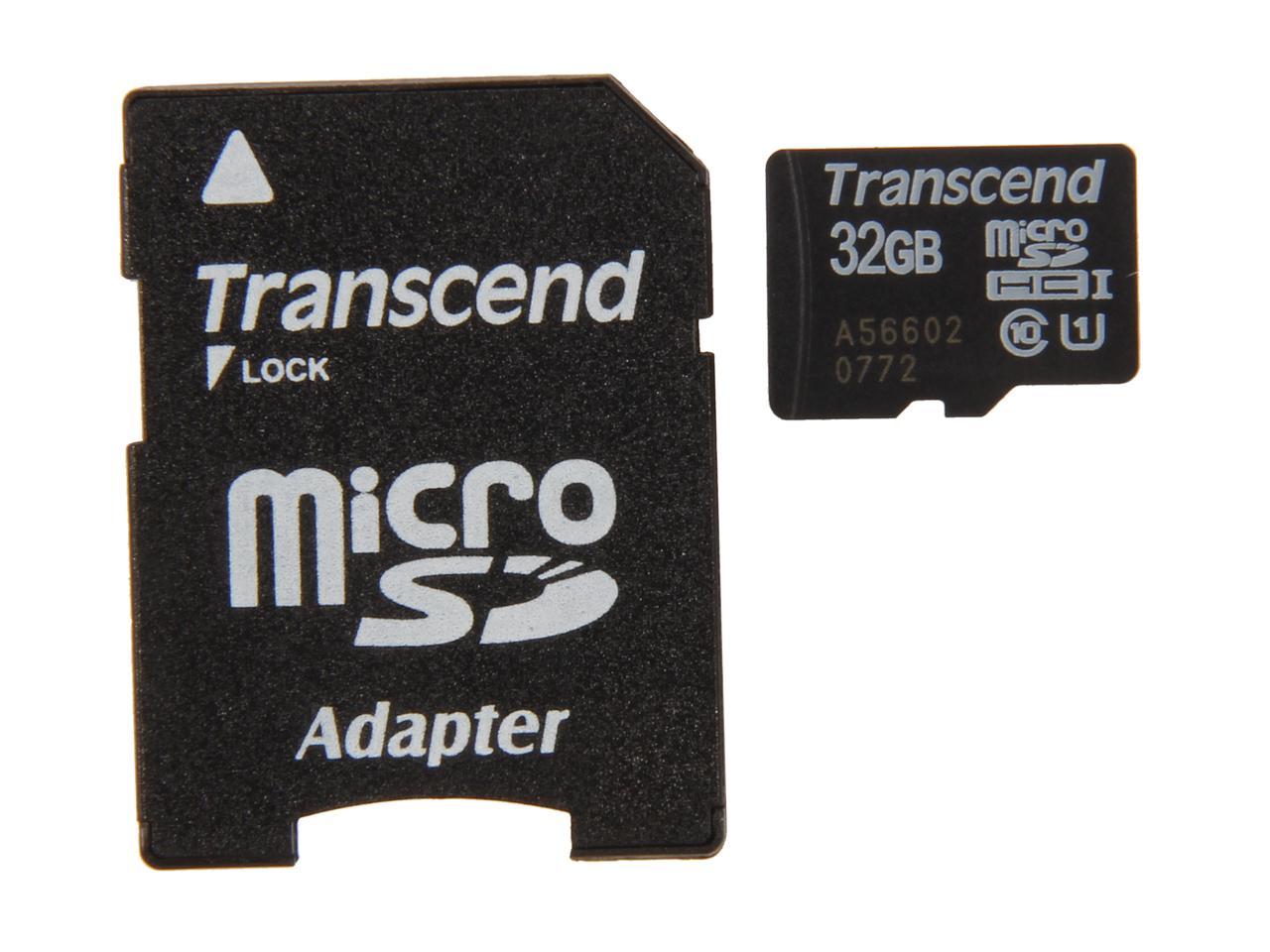Transcend 32GB microSDHC Flash Card with Adapter Model TS32GUSDU1
