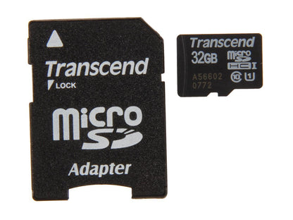 Transcend 32GB microSDHC Flash Card with Adapter Model TS32GUSDU1