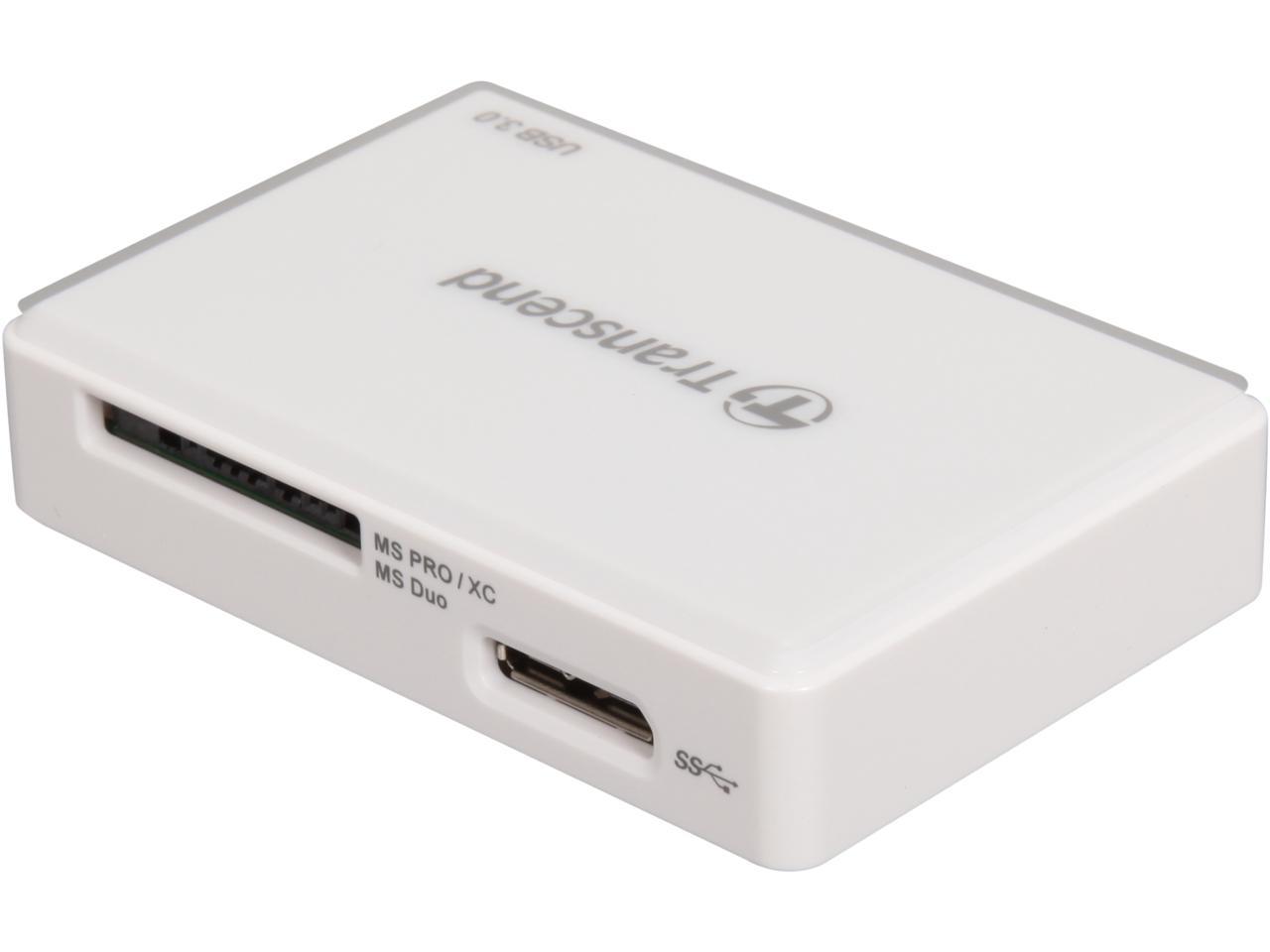Transcend TS-RDF8K USB 3.0 Support SDHC/SDXC/UDMA6/UDMA7 CF and MSXC, with CF, SD, and Micro Slot Flash Card Reader - White