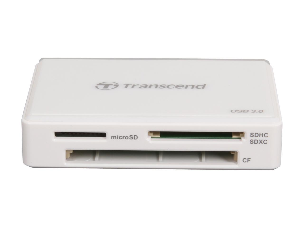 Transcend TS-RDF8K USB 3.0 Support SDHC/SDXC/UDMA6/UDMA7 CF and MSXC, with CF, SD, and Micro Slot Flash Card Reader - White