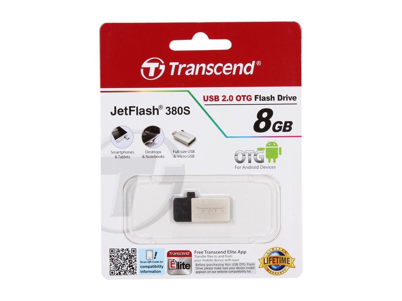 Transcend JetFlash 380 8GB USB 2.0 OTG Flash Drive Model TS8GJF380S