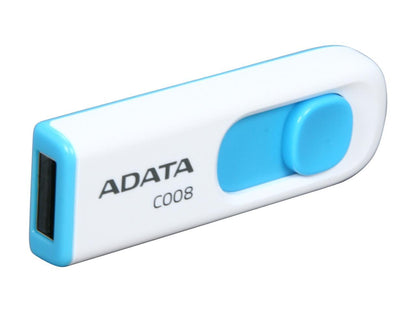 ADATA Classic Series 16GB Retractable USB 2.0 Flash Drive (White + Blue) Model AC008-16G-RWE