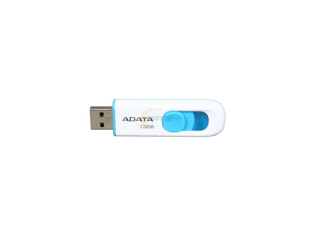 ADATA Classic Series 16GB Retractable USB 2.0 Flash Drive (White + Blue) Model AC008-16G-RWE