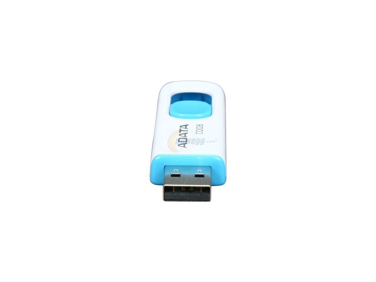ADATA Classic Series 16GB Retractable USB 2.0 Flash Drive (White + Blue) Model AC008-16G-RWE