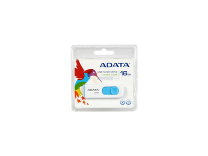 ADATA Classic Series 16GB Retractable USB 2.0 Flash Drive (White + Blue) Model AC008-16G-RWE