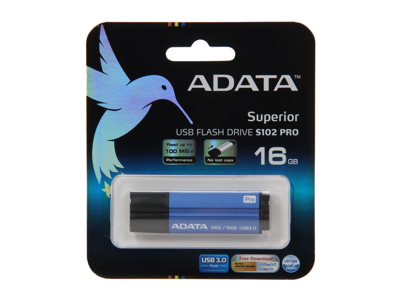 ADATA 16GB S102 Pro Advanced USB 3.0 Flash Drive, Speed Up to 100MB/s (AS102P-16G-RBL)