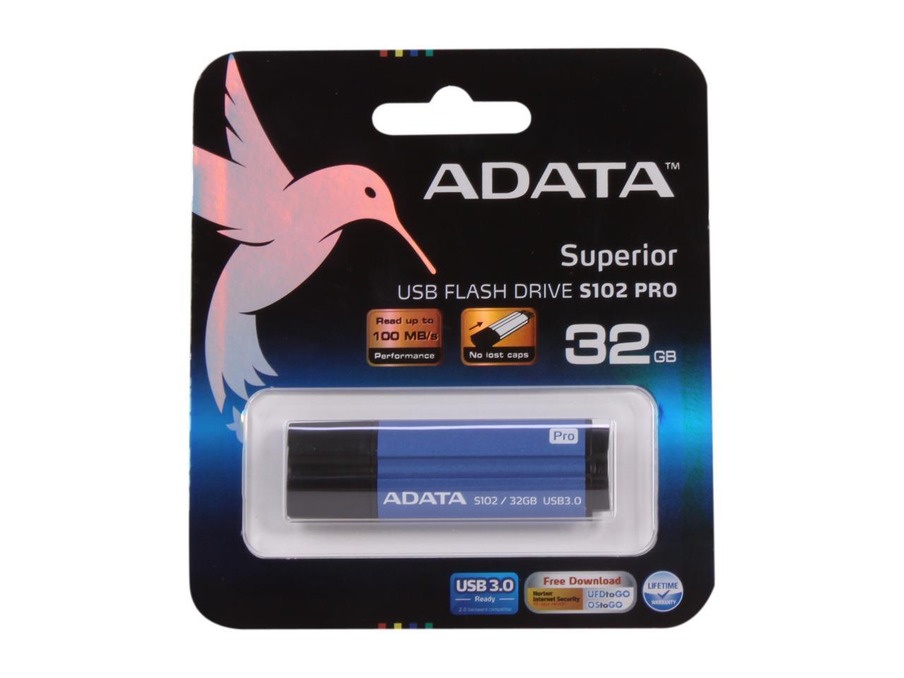 ADATA 32GB S102 Pro Advanced USB 3.0 Flash Drive, Speed Up to 100MB/s (AS102P-32G-RBL)