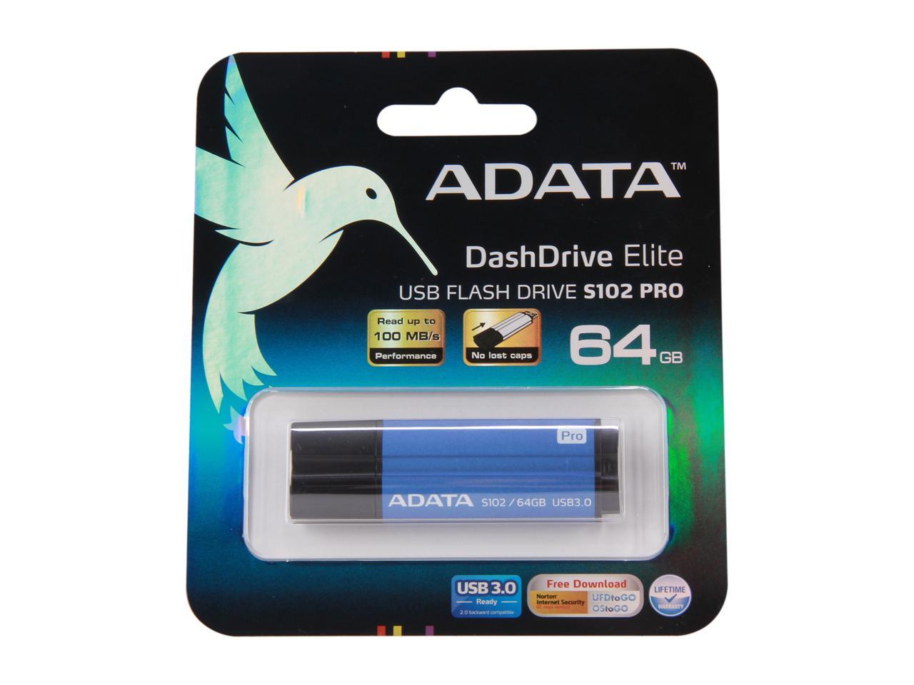 ADATA 64GB S102 Pro Advanced USB 3.0 Flash Drive, Speed Up to 100MB/s (AS102P-64G-RBL)