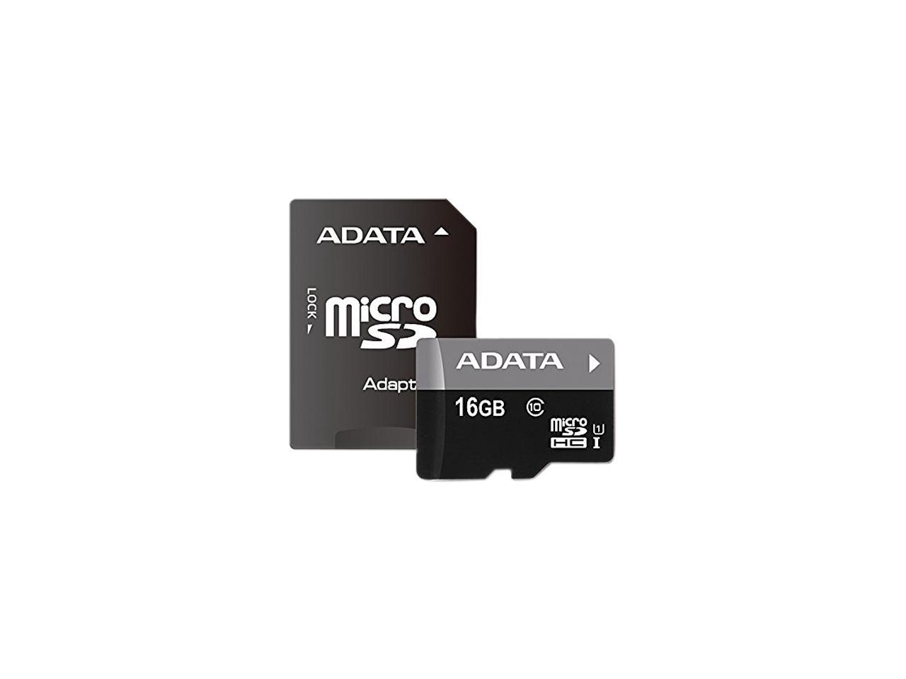ADATA 16GB Premier microSDHC UHS-I / Class 10 Memory Card with SD Adapter, Speed Up to 50MB/s (AUSDH16GUICL10-RA1)