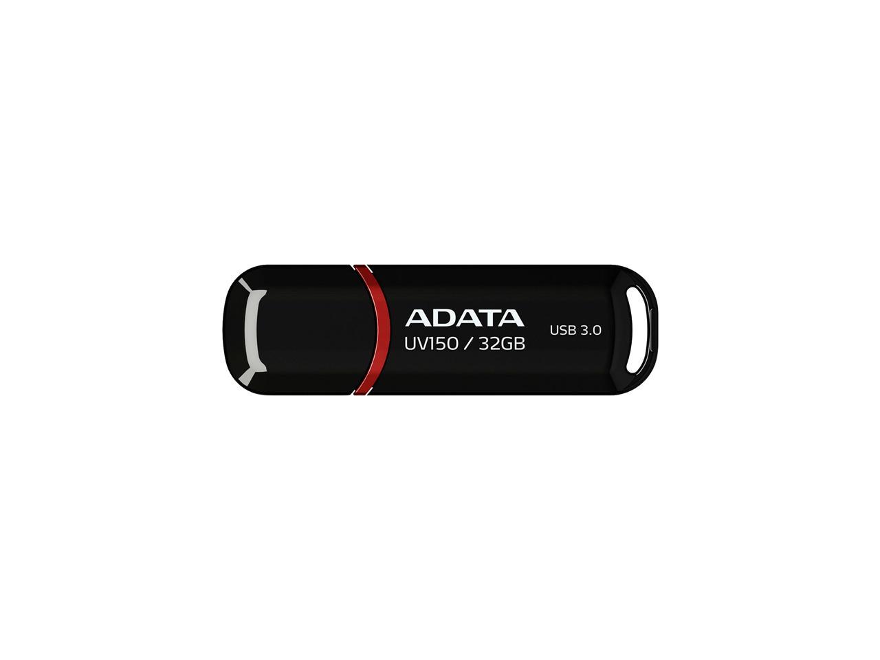 ADATA 32GB UV150 Snap-on Cap USB 3.0 Flash Drive (AUV150-32G-RBK)