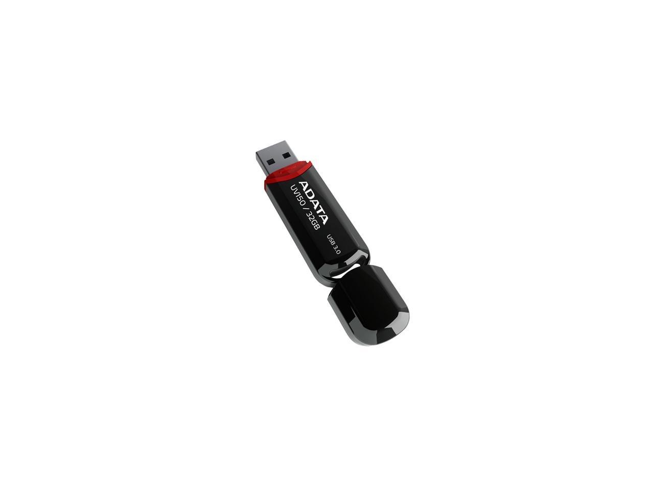 ADATA 32GB UV150 Snap-on Cap USB 3.0 Flash Drive (AUV150-32G-RBK)