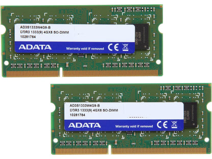 Premier Series 8GB (2 x 4GB) 204-Pin DDR3 SO-DIMM DDR3 1333 Laptop Memory Model AD3S1333W4G9-2