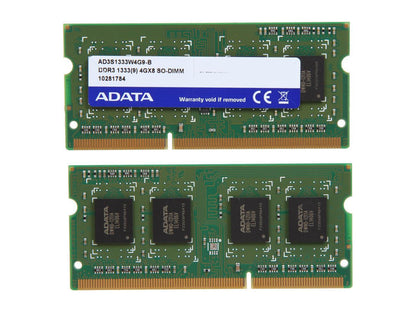 Premier Series 8GB (2 x 4GB) 204-Pin DDR3 SO-DIMM DDR3 1333 Laptop Memory Model AD3S1333W4G9-2
