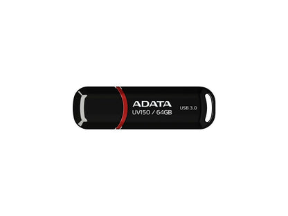 ADATA 64GB UV150 Snap-on Cap USB 3.1 Flash Drive (AUV150-64G-RBK)