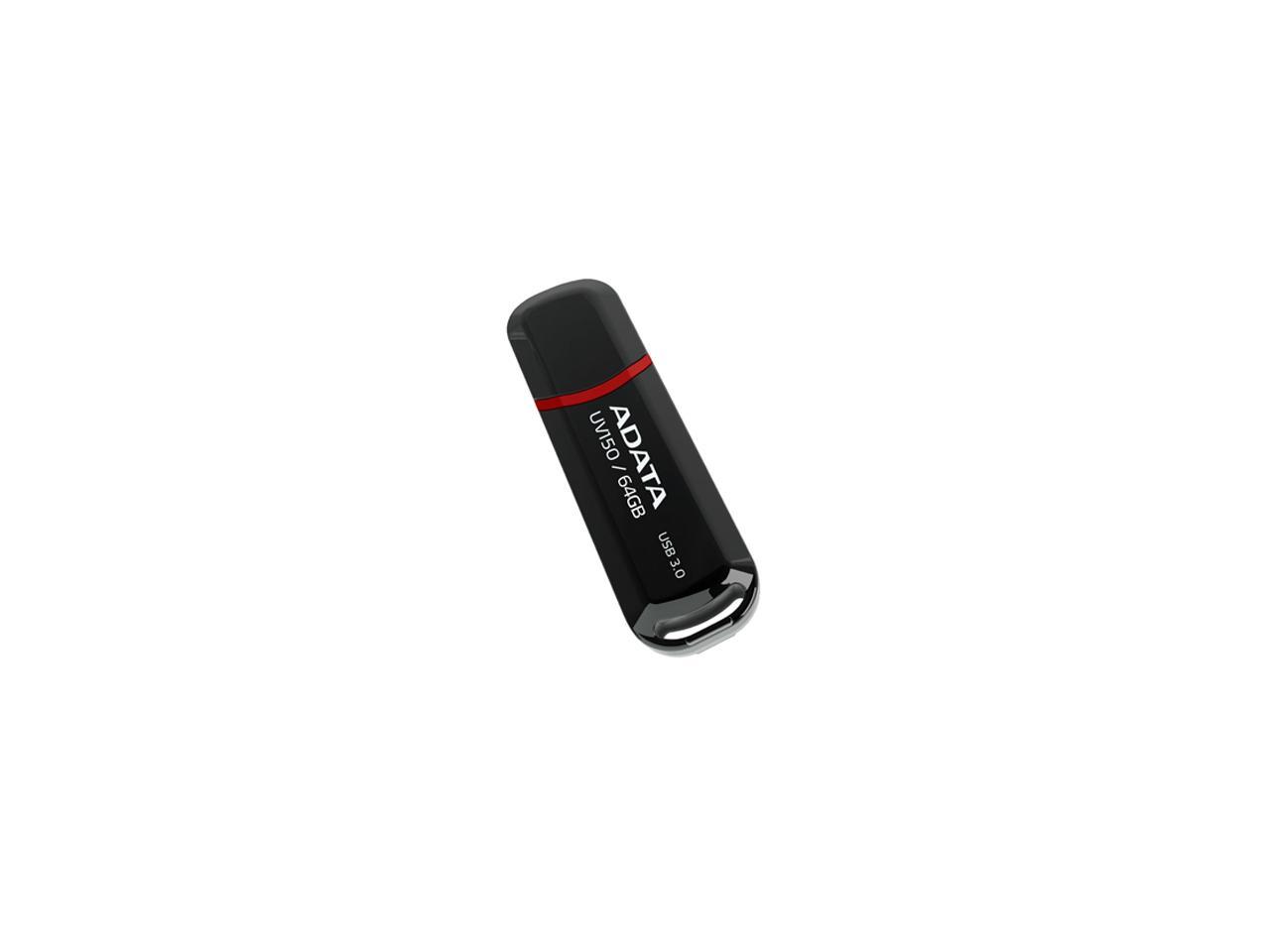ADATA 64GB UV150 Snap-on Cap USB 3.1 Flash Drive (AUV150-64G-RBK)