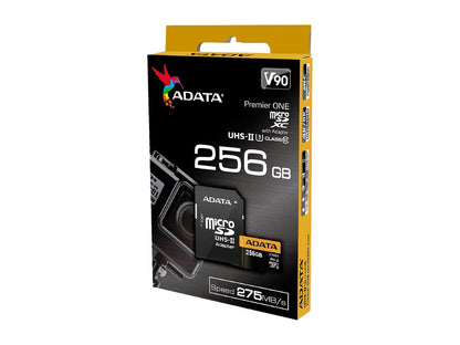 Adata 256GB Premier ONE microSDXC UHS-II / U3 Class 10 Memory Card with SD Adapter, Speed Up to 275MB/s (AUSDX256GUII3CL10-CA1)