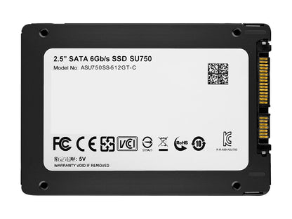 ADATA Ultimate SU750 2.5" 512GB SATA III 3D TLC Internal Solid State Drive (SSD) ASU750SS-512GT-C