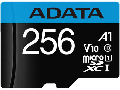 ADATA 256GB Premier microSDXC UHS-I / Class 10 V10 A1 Memory Card with SD Adapter, Speed Up to 100MB/s (AUSDX256GUICL10A1-RA1)