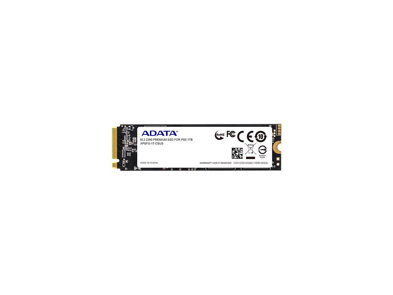 ADATA PREMIUM SSD FOR PS5 M.2 2280 1TB PCI-Express 4.0 x4, NVMe 1.4 3D NAND Internal Solid State Drive (SSD) APSFG-1T-CSUS