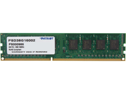 Patriot Signature Line 8GB 240-Pin DDR3 SDRAM DDR3 1600 (PC3 12800) Desktop Memory Model PSD38G16002